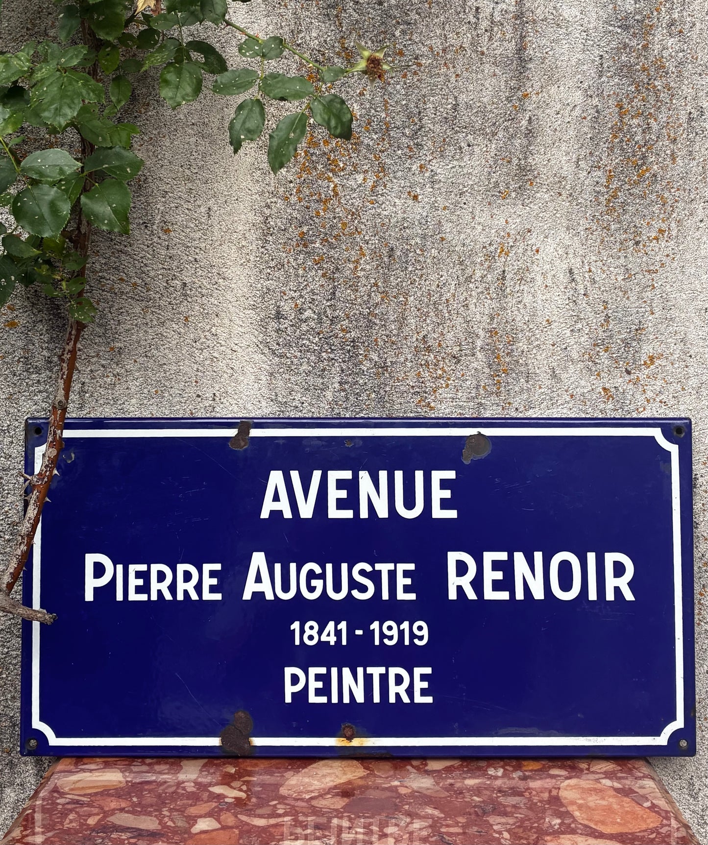 Authentic French Enamel Street Sign Avenue Pierre Auguste Renoir