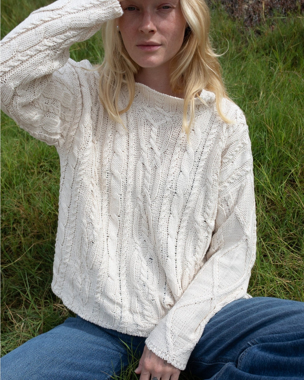 Cream Cable Knit Sweater 100% Cotton