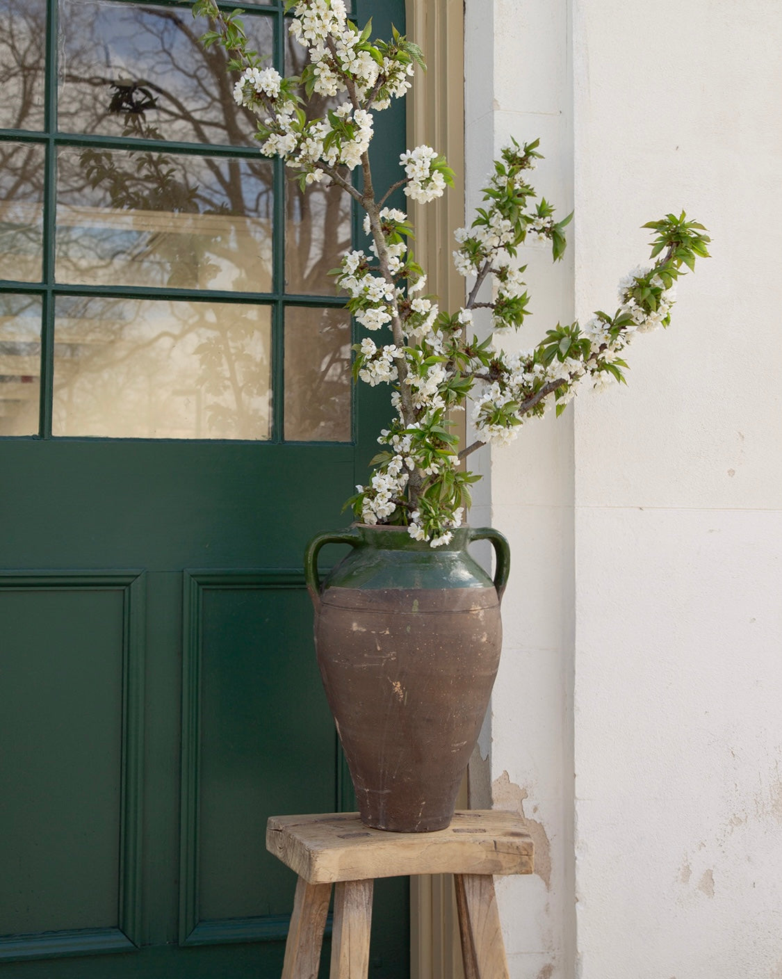 Large Antique Green Glaze Pot
