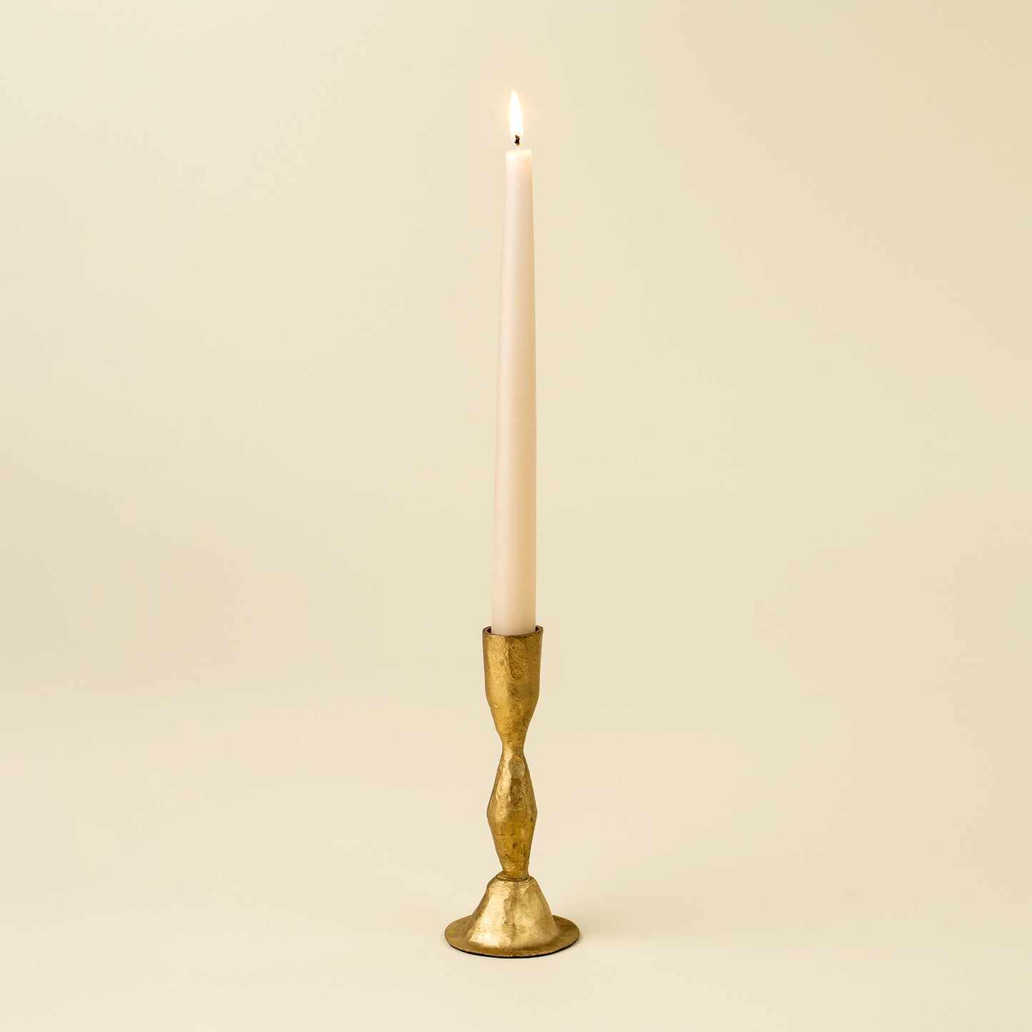 Faceted Forged Iron Candlestick