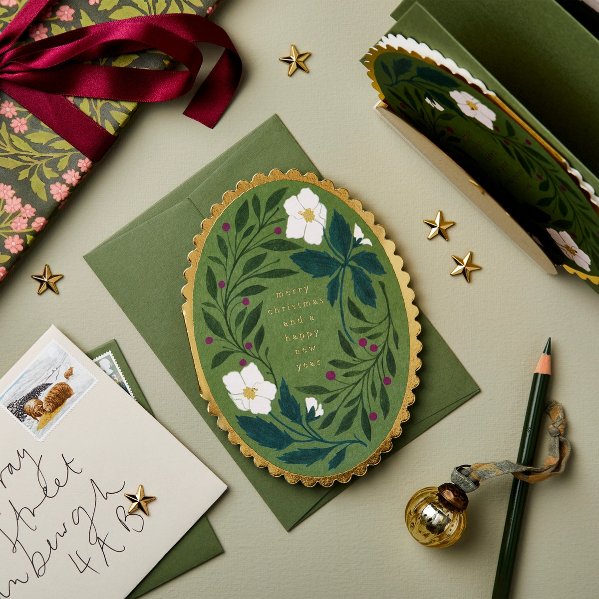 Christmas Card - Green Flora
