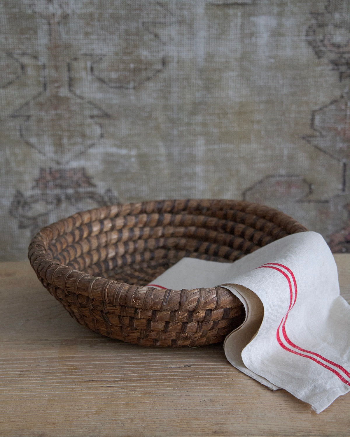 Vintage French Folk Basket Bowl