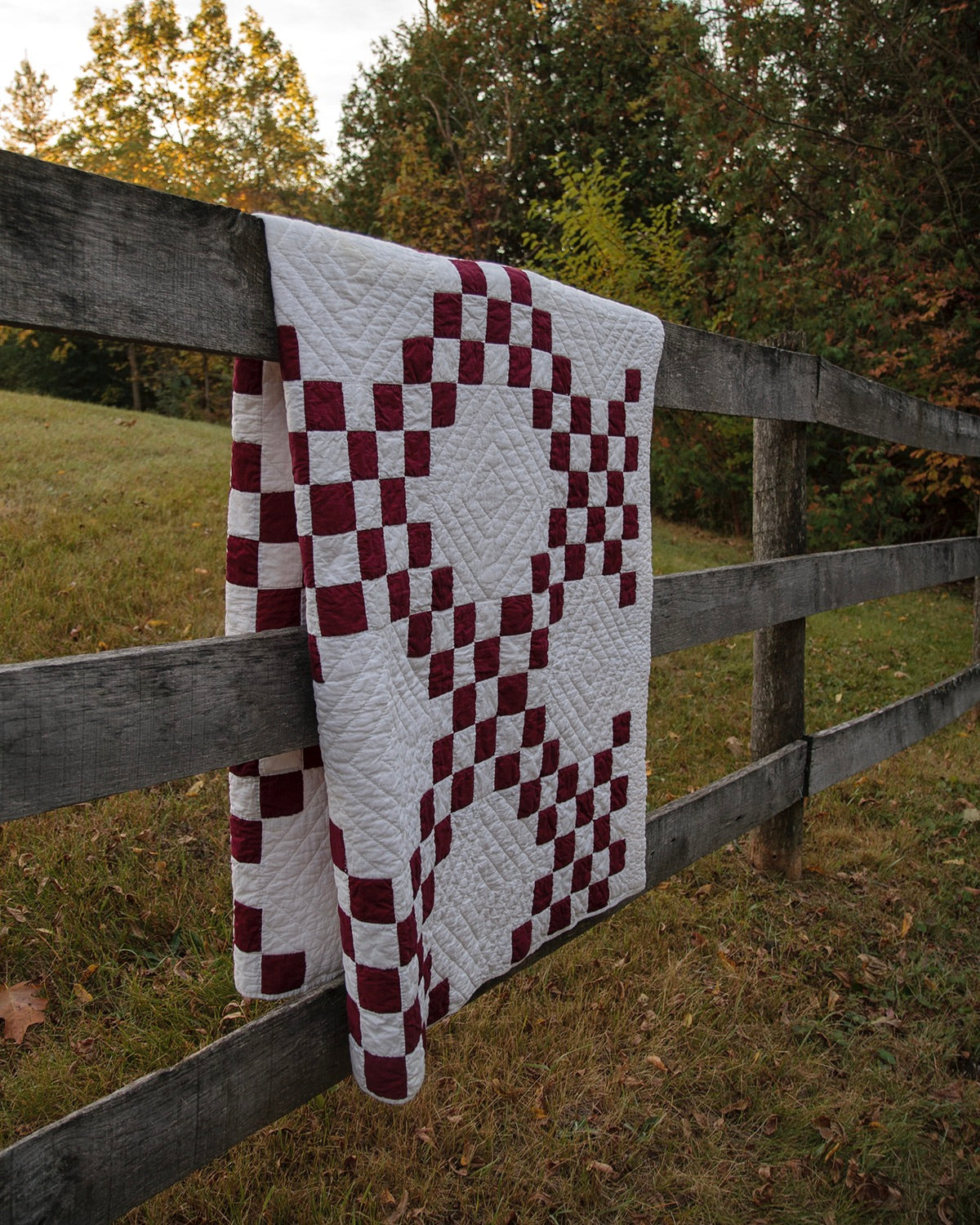 Antique Handmade Double Irish Chain Quilt