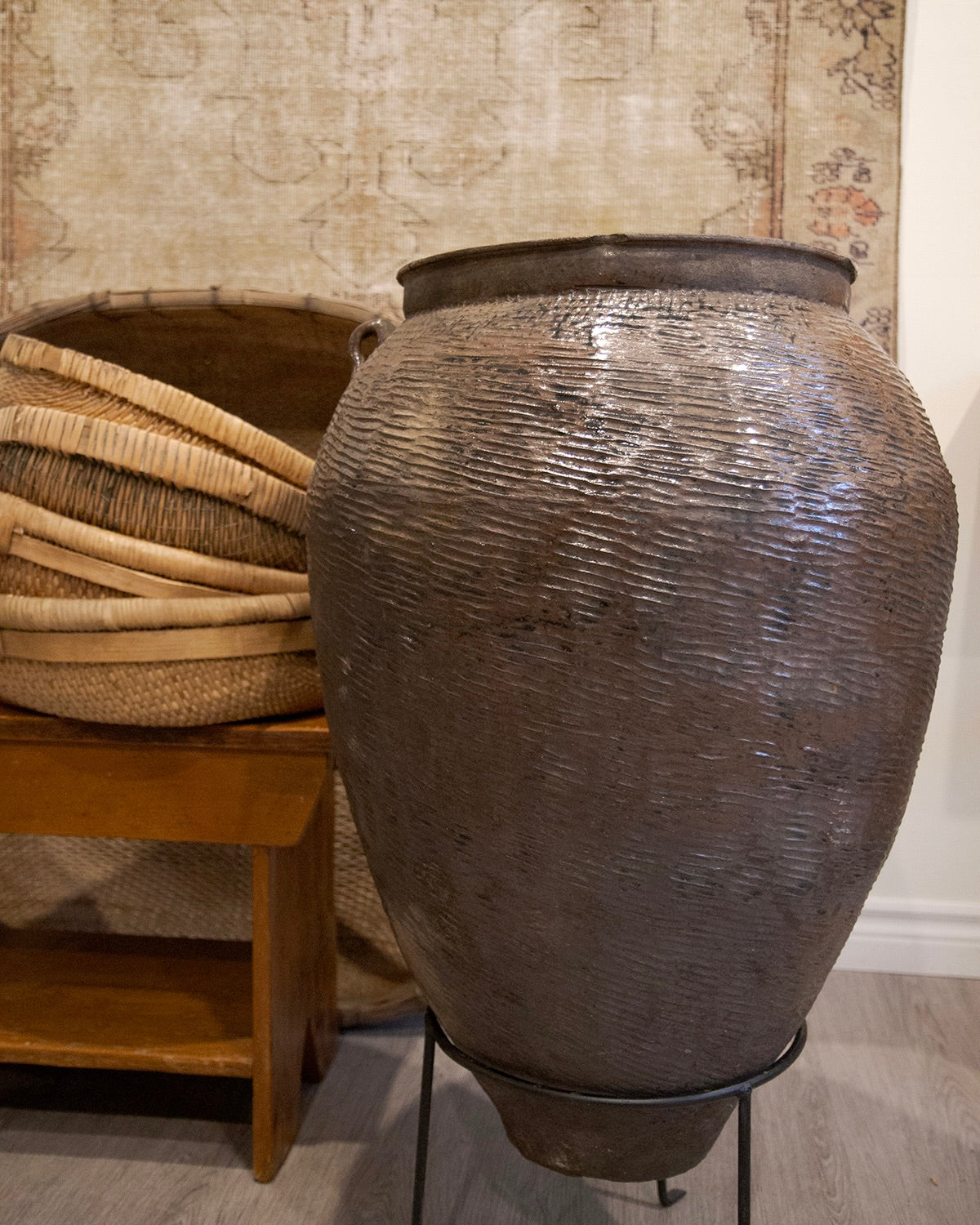 Vintage Floor Pot with an Iron Stand