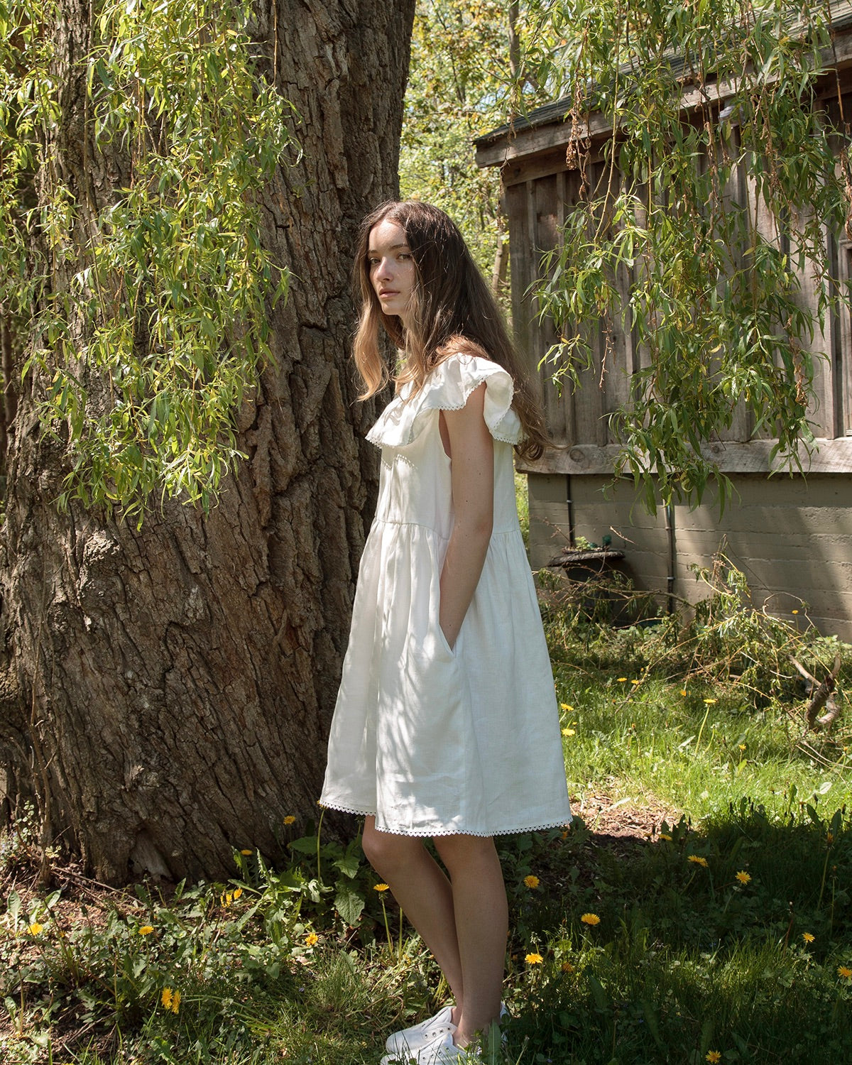 White Linen Amie Dress