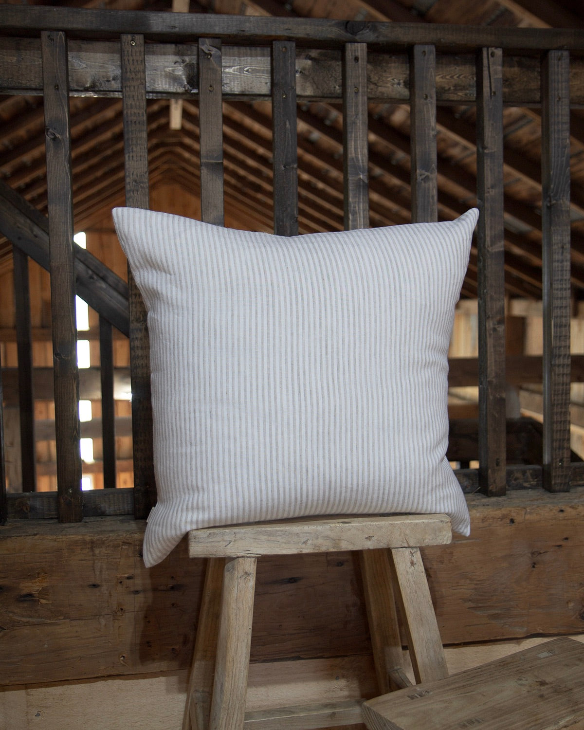 Natural Stripe Linen Pillow
