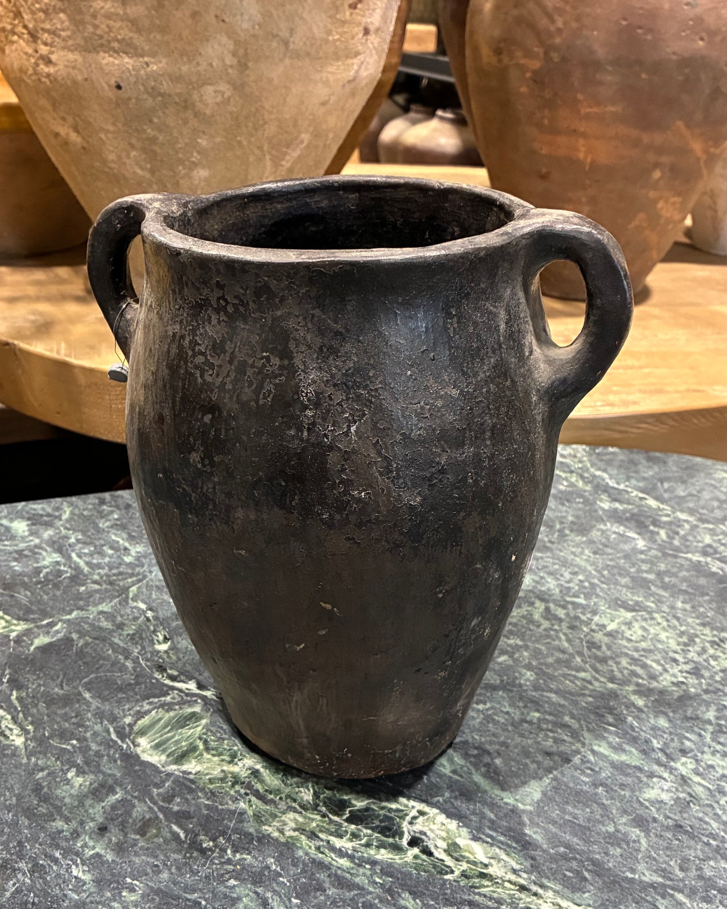 Antique Black Stoneware Pot