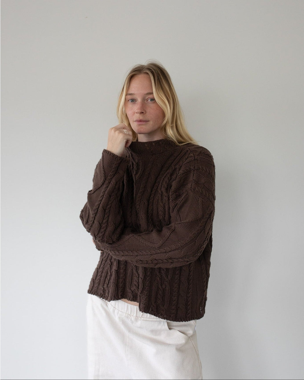 Noisette Cable Knit Sweater 100% Cotton