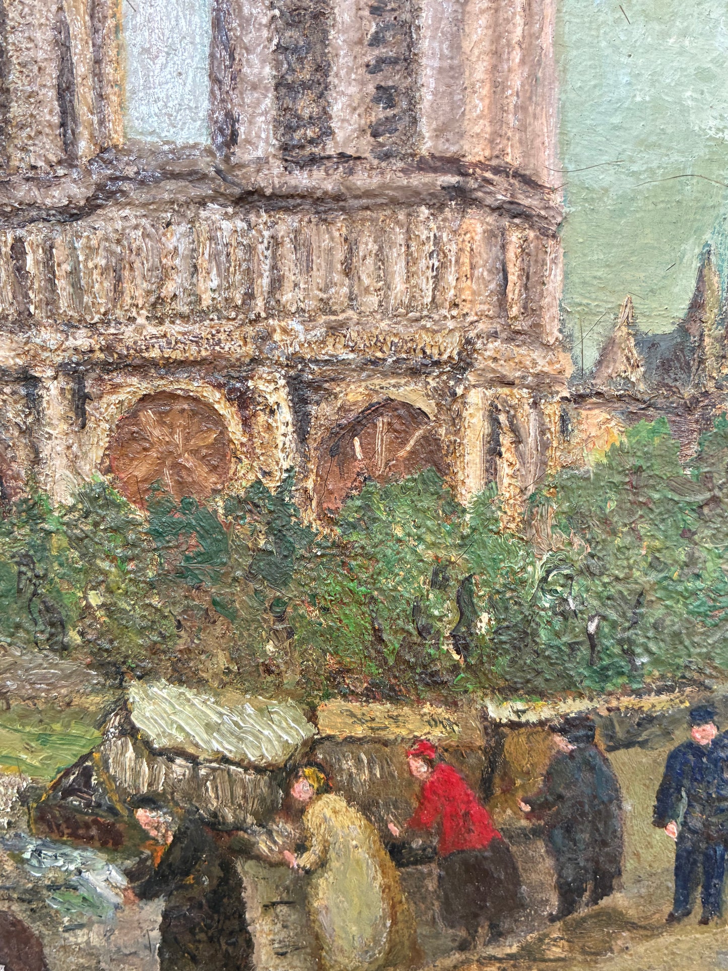 Petit Vintage French Painting ‘Les Bouquinistes’