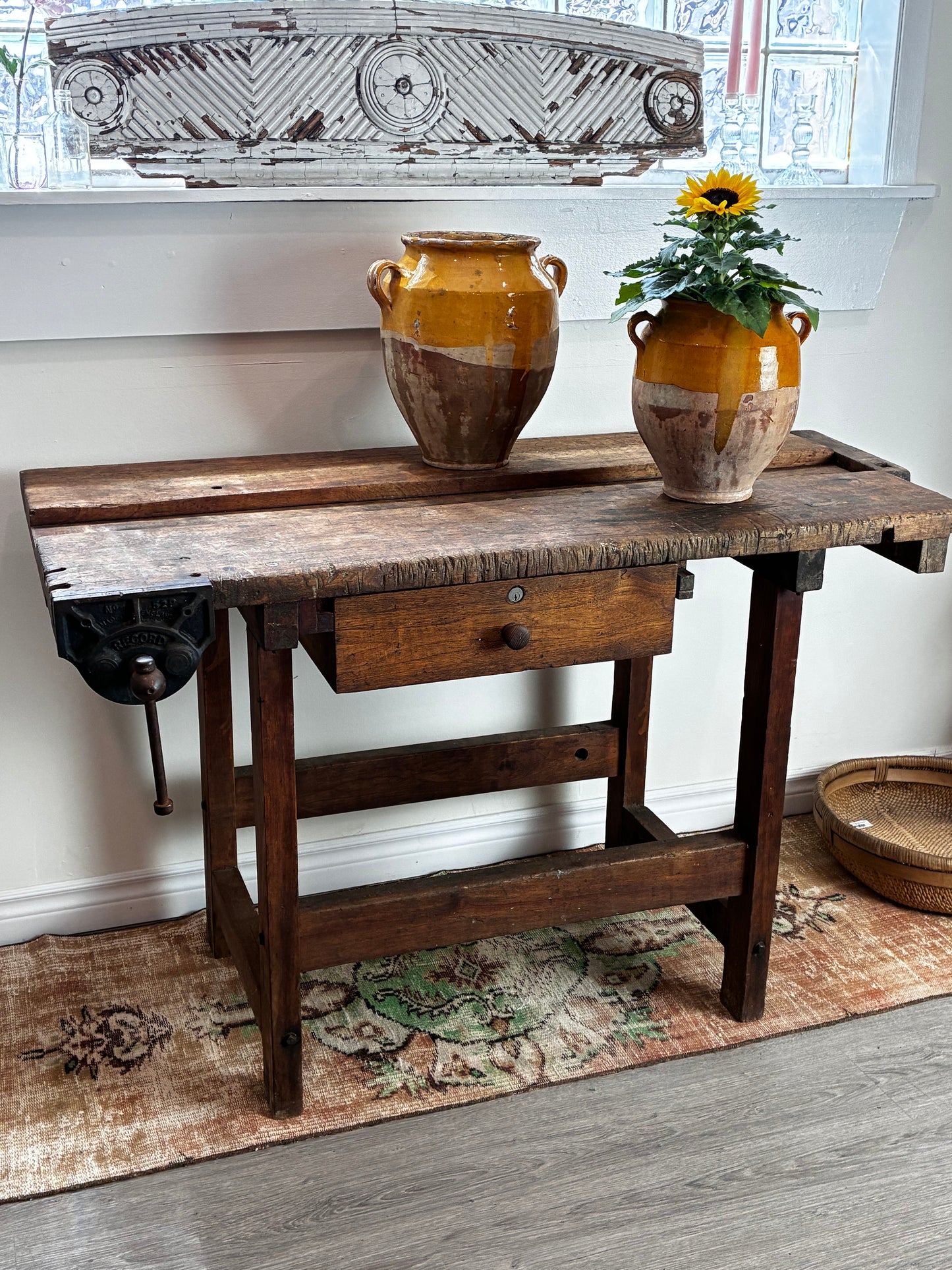 Antique Carpenter’s Bench with Two Vices