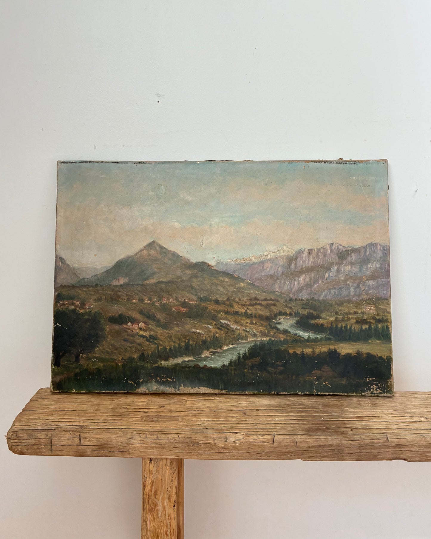 ‘Vue de Saint-Bonnet-en-Champsaur’ Antique French Painting