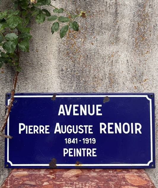 Authentic French Enamel Street Sign Avenue Pierre Auguste Renoir