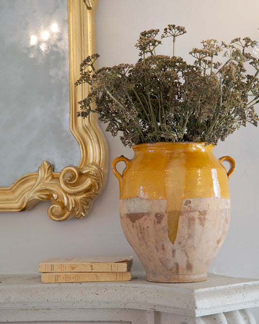 19th Century French Confit Pot with Yellow Glaze