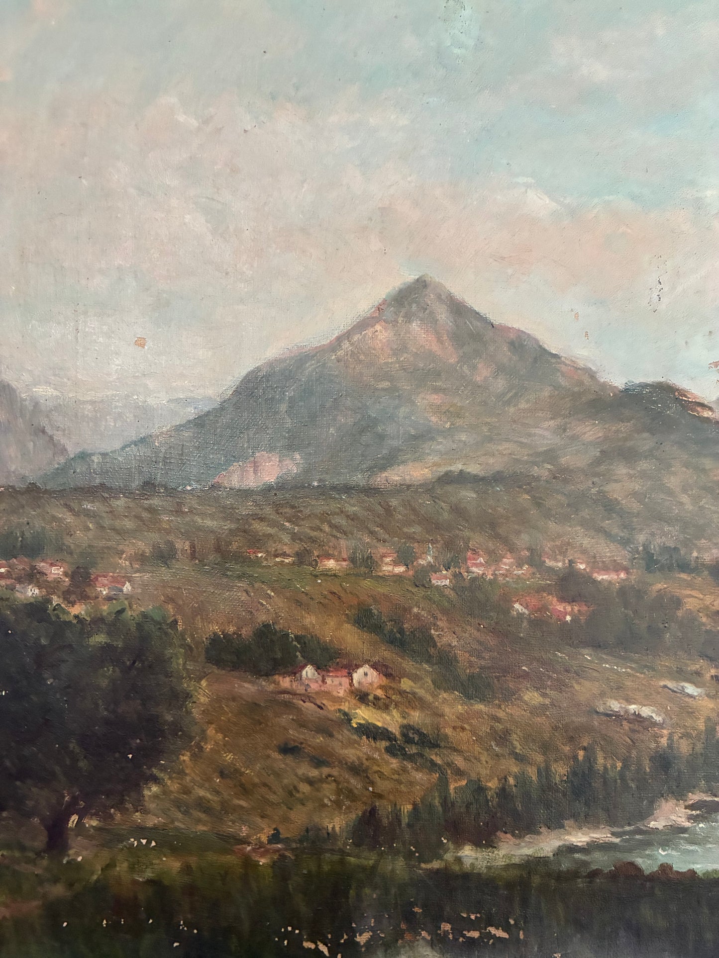 ‘Vue de Saint-Bonnet-en-Champsaur’ Antique French Painting