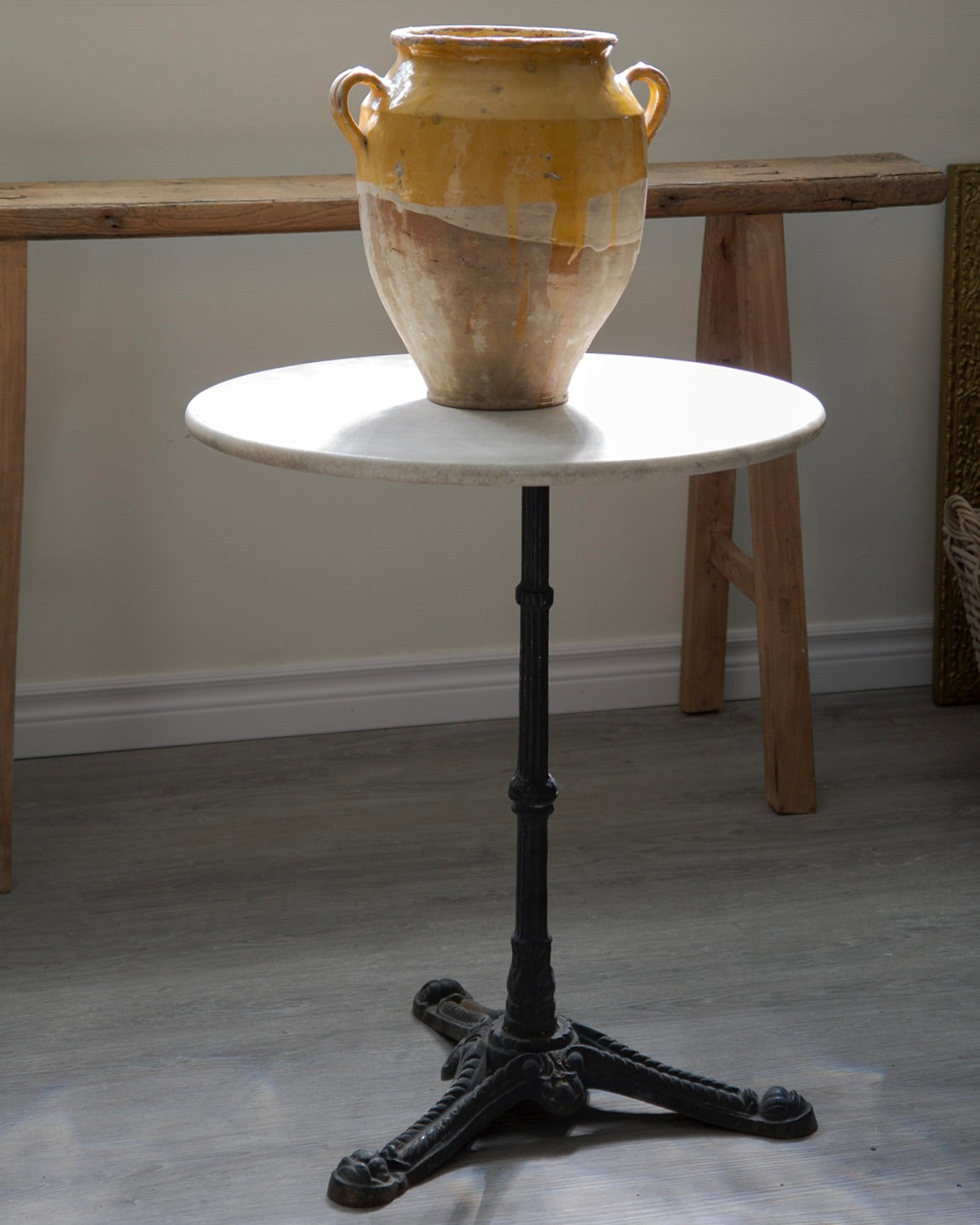 Antique French Confit Pot with Yellow Glaze
