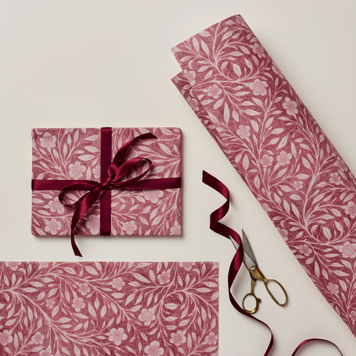 Cranberry Flora Patterned Paper