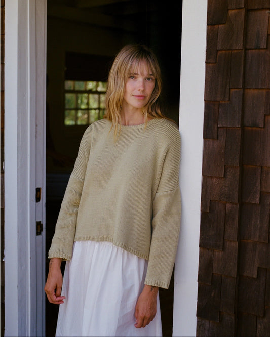 Handknit Fennel Sweater 100% Cotton