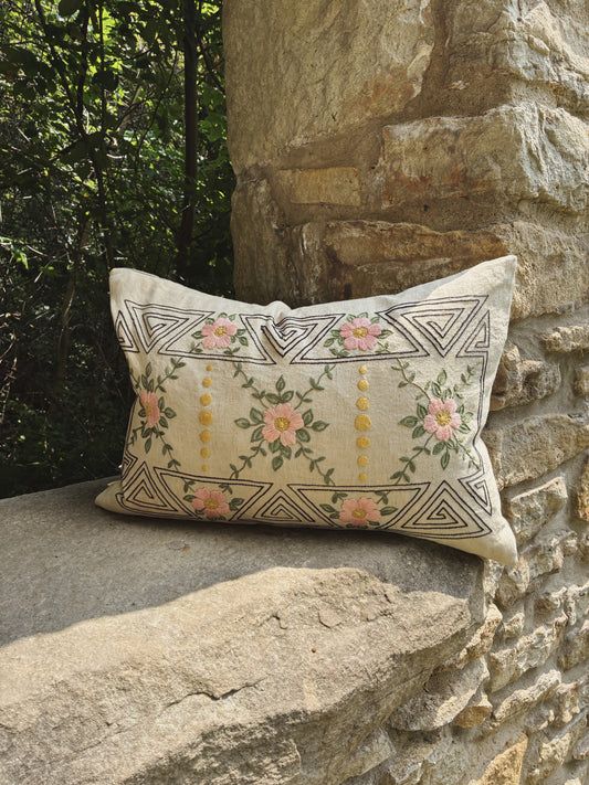 Hand Embroidered Linen Pillow