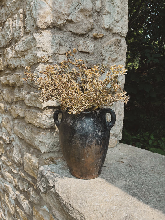 Antique Black Stoneware Pot