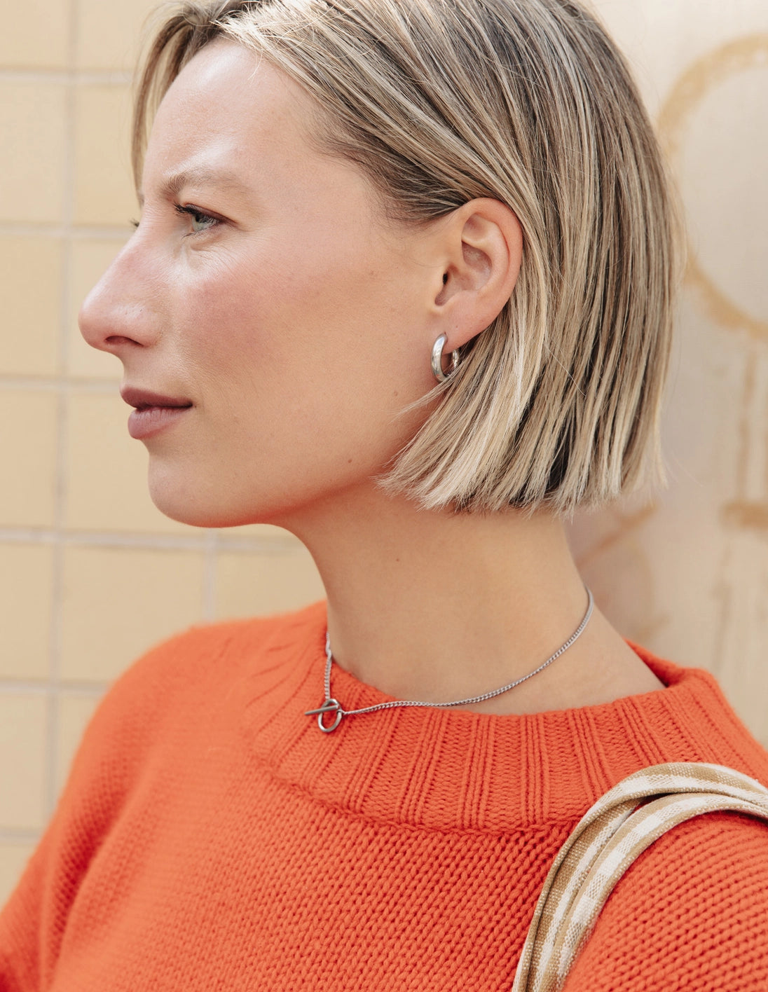 Silver Herringbone Toggle Chain Necklace