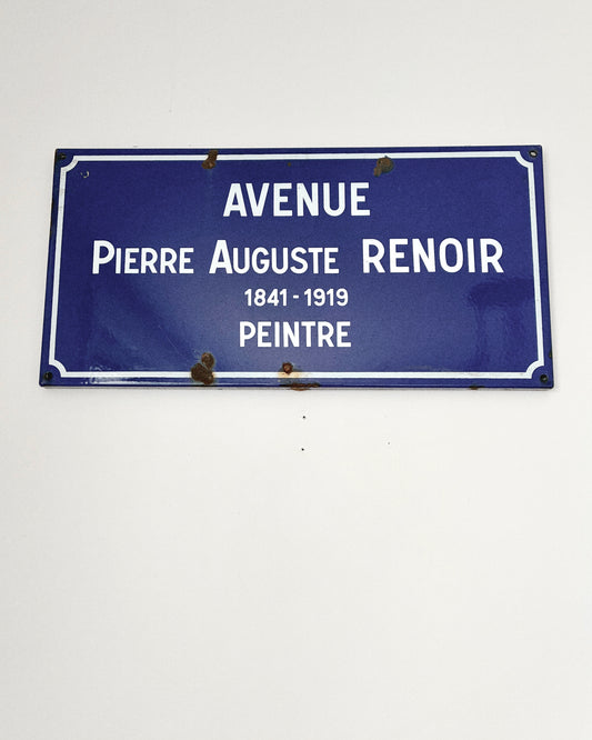 Authentic French Enamel Street Sign Avenue Pierre Auguste Renoir