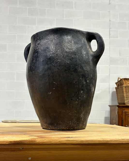 Antique Black Stoneware Pot