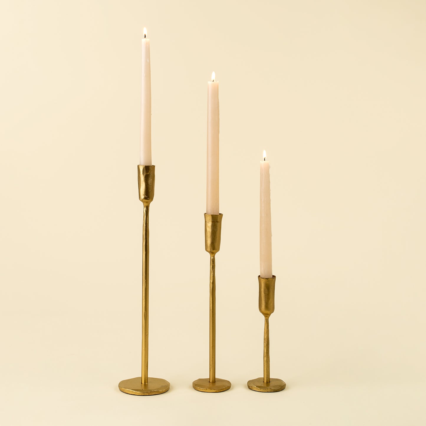 Gold Forged Iron Candlestick