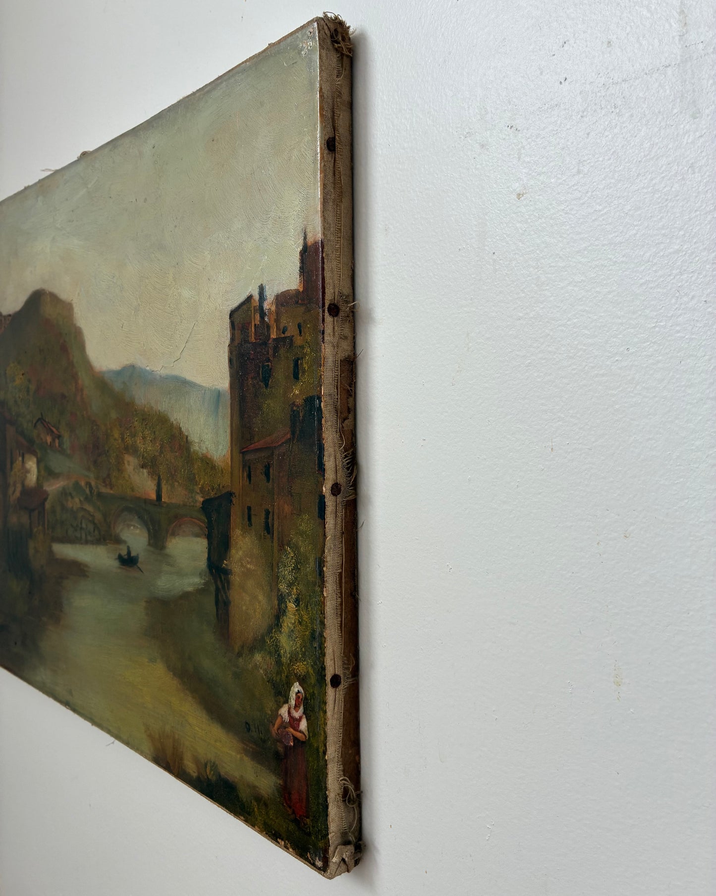 Antique European Romanticism Oil Painting