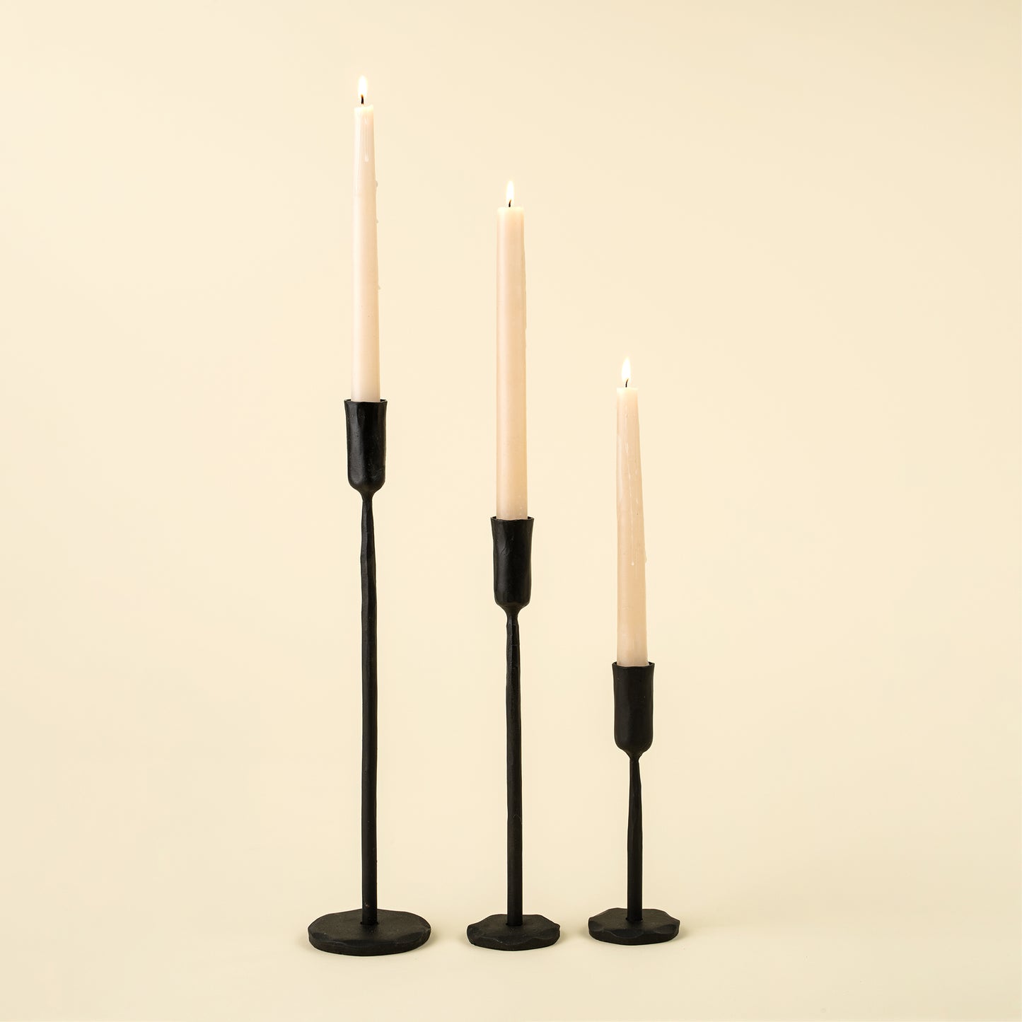 Black Forged Iron Candlestick