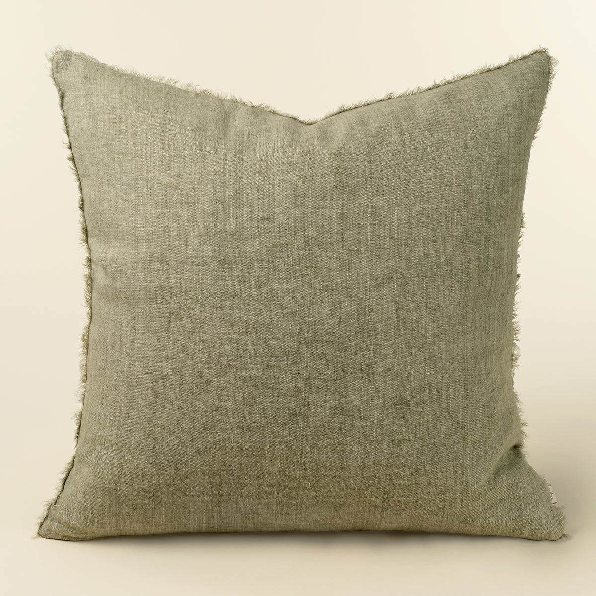 24” Stone Washed Belgian Linen Pillow - Light Sage
