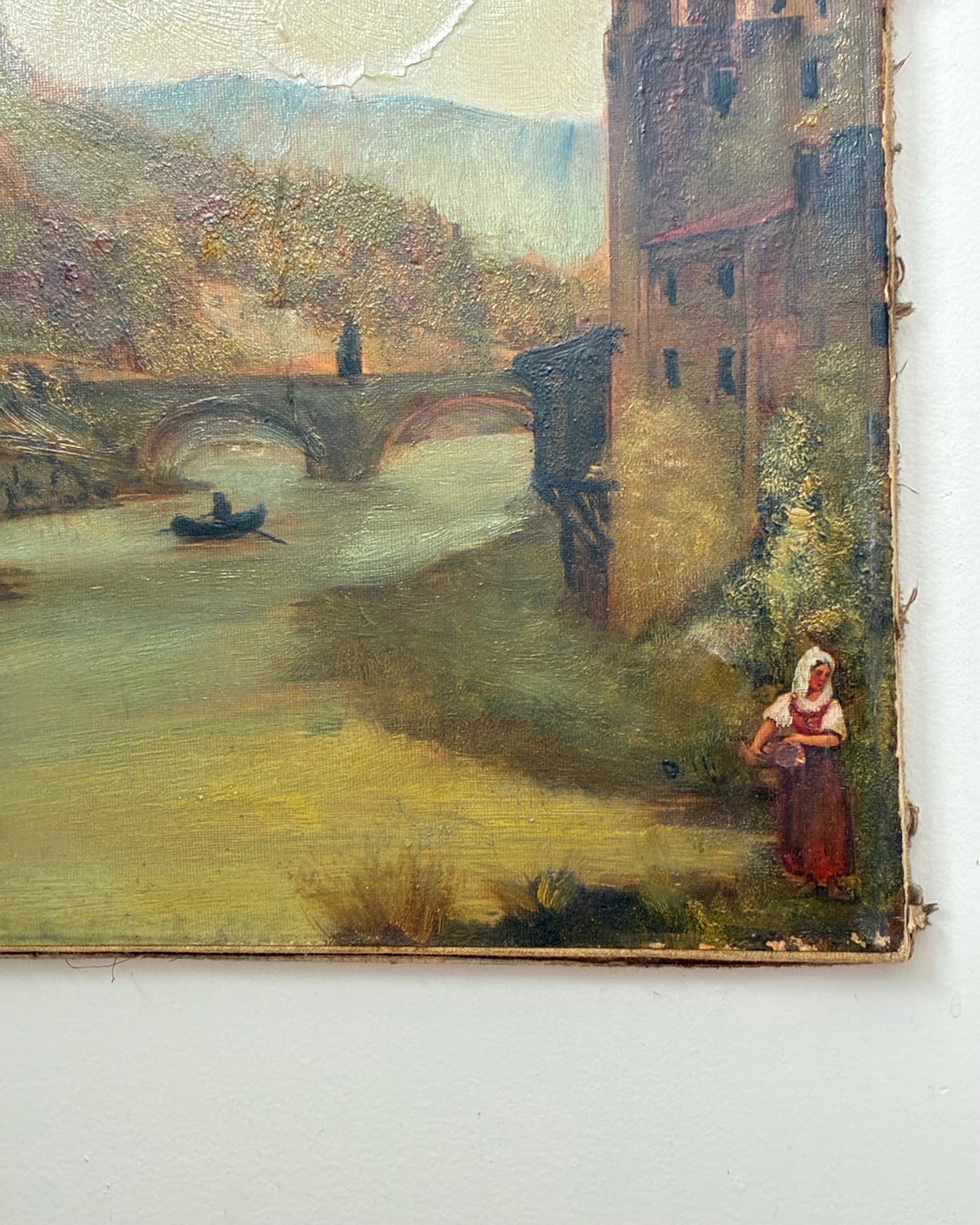 Antique European Romanticism Oil Painting
