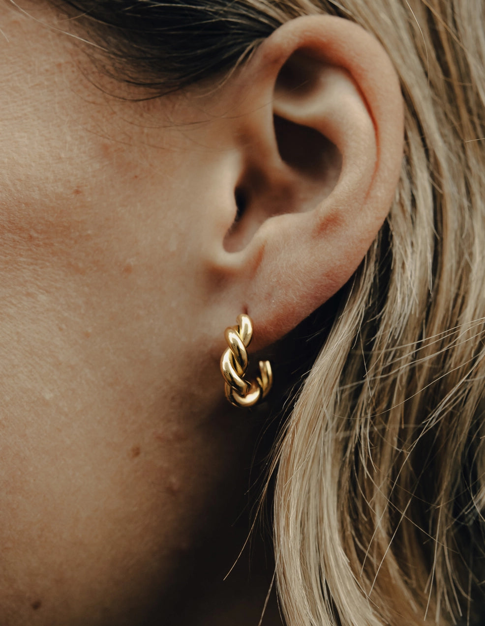 Gold Twist Hoop Earrings