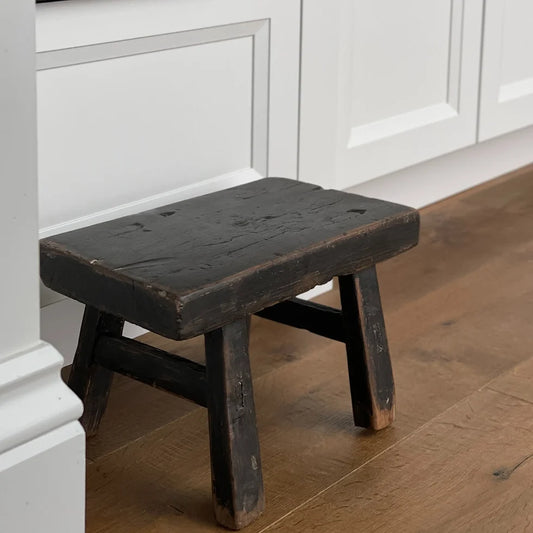 Weathered Black Vintage Display Stool