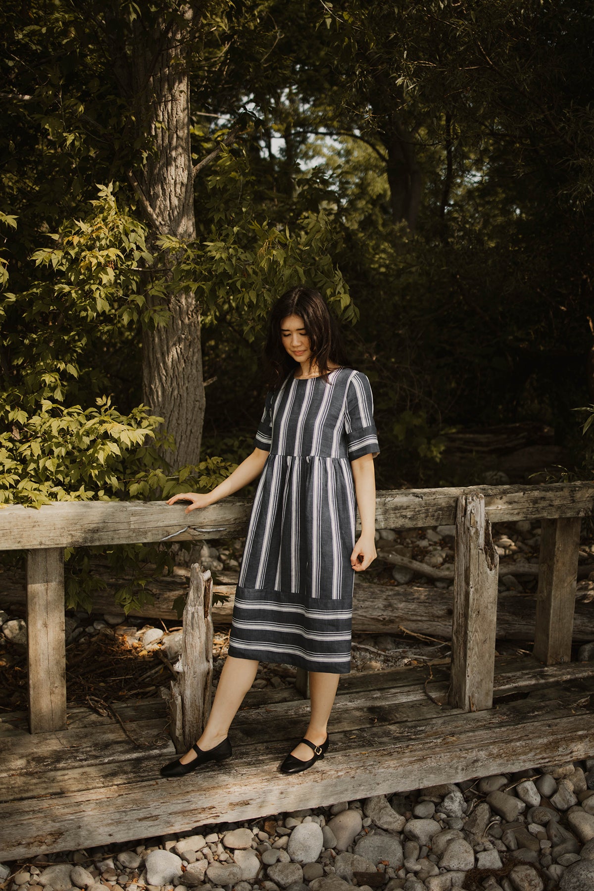 Coastal Linen Dress in Navy