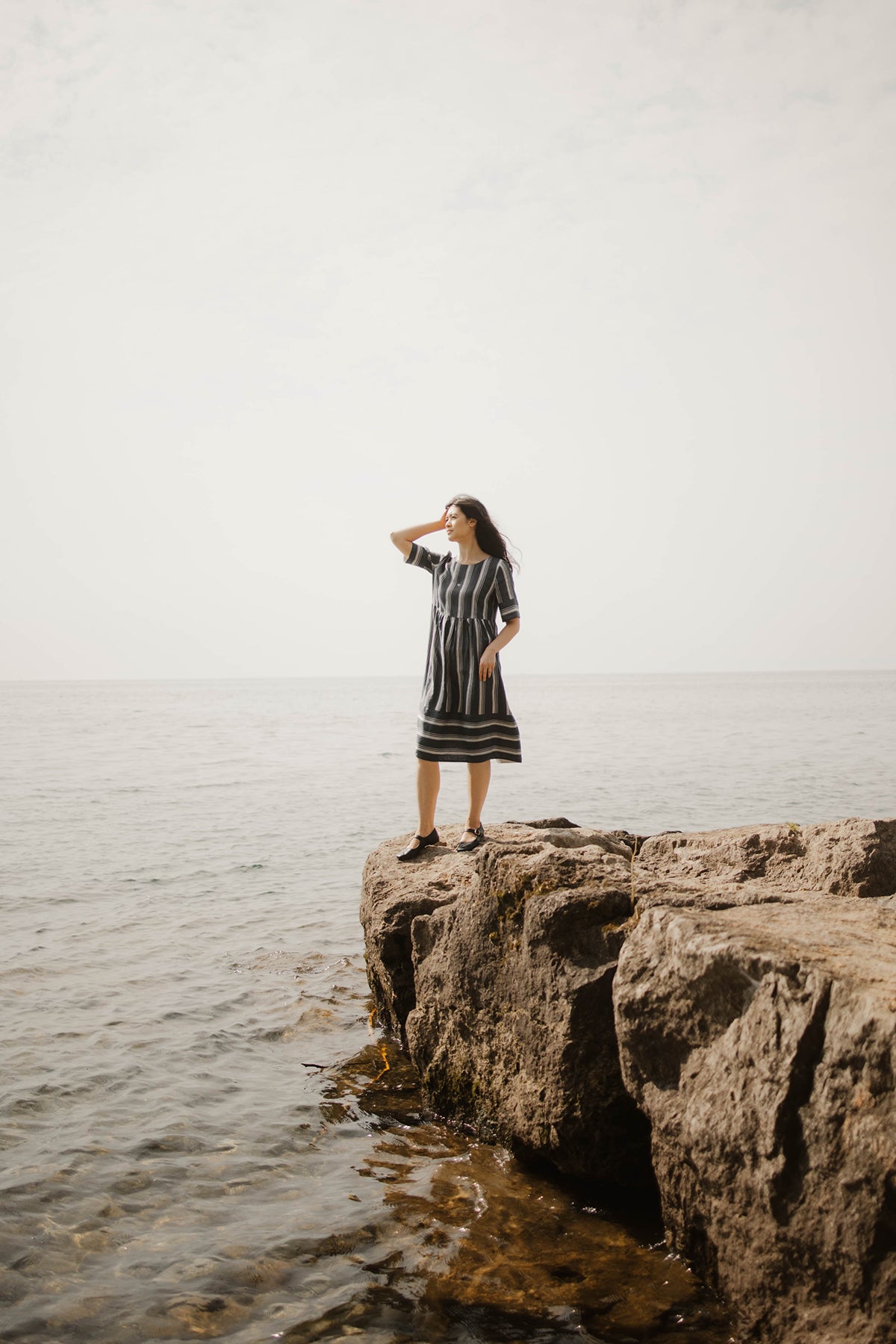 Coastal Linen Dress in Navy