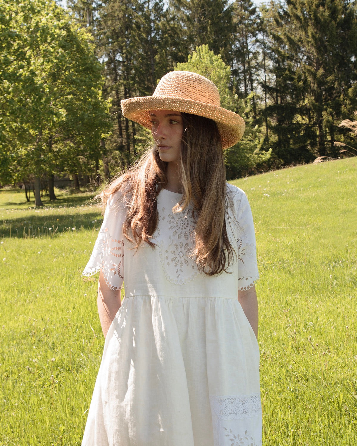 Linen & Vintage Lace Field Dress