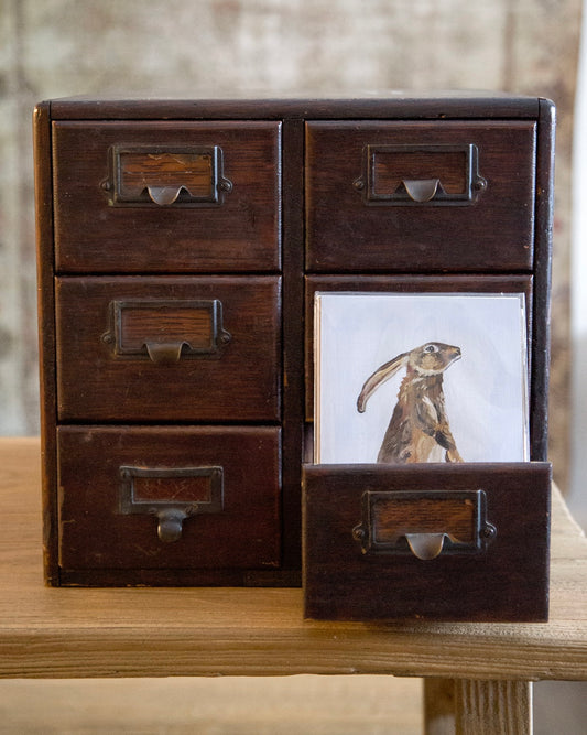 Vintage Oak Card Cabinet