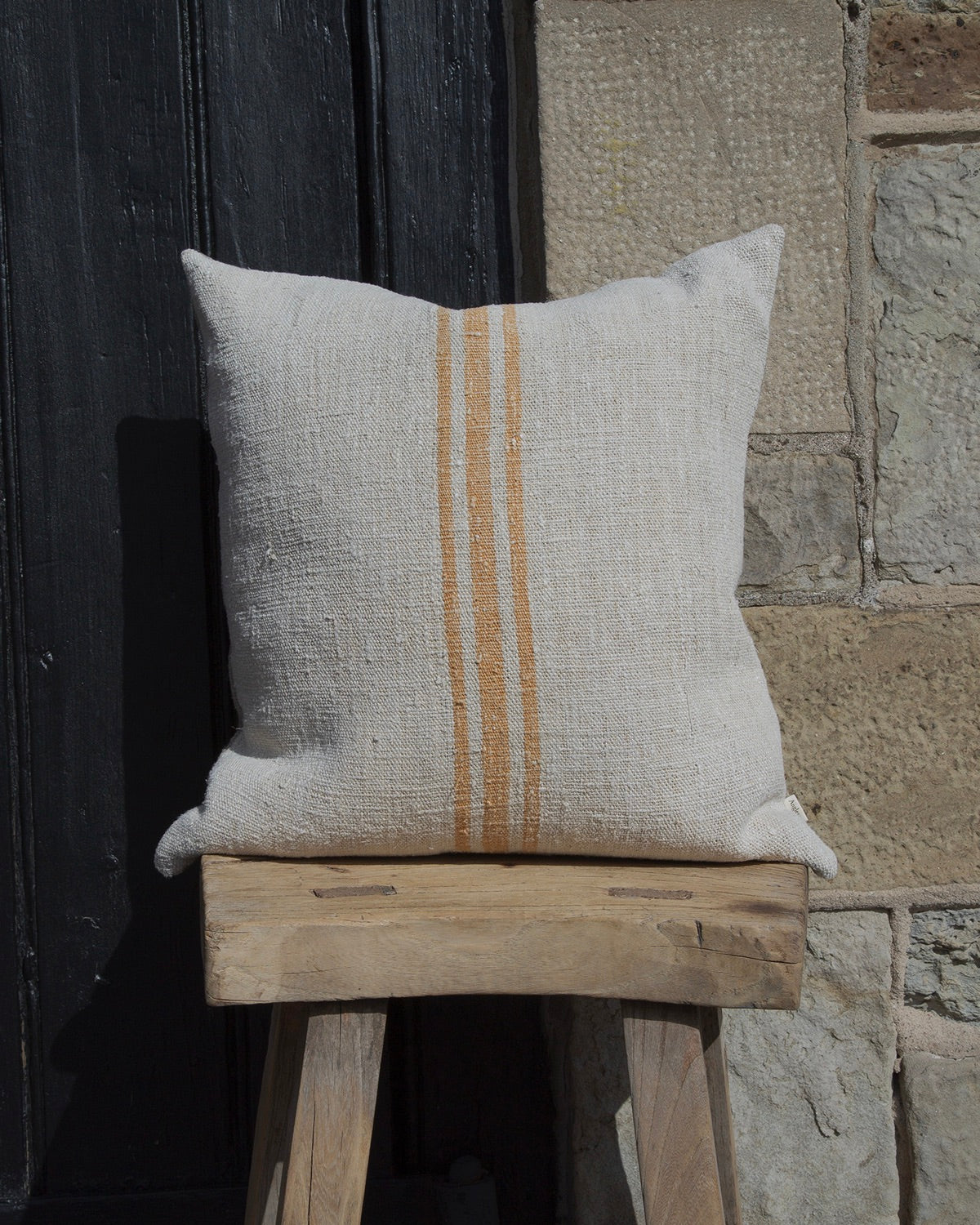 Vintage grain sack Pillow Honey Stripe