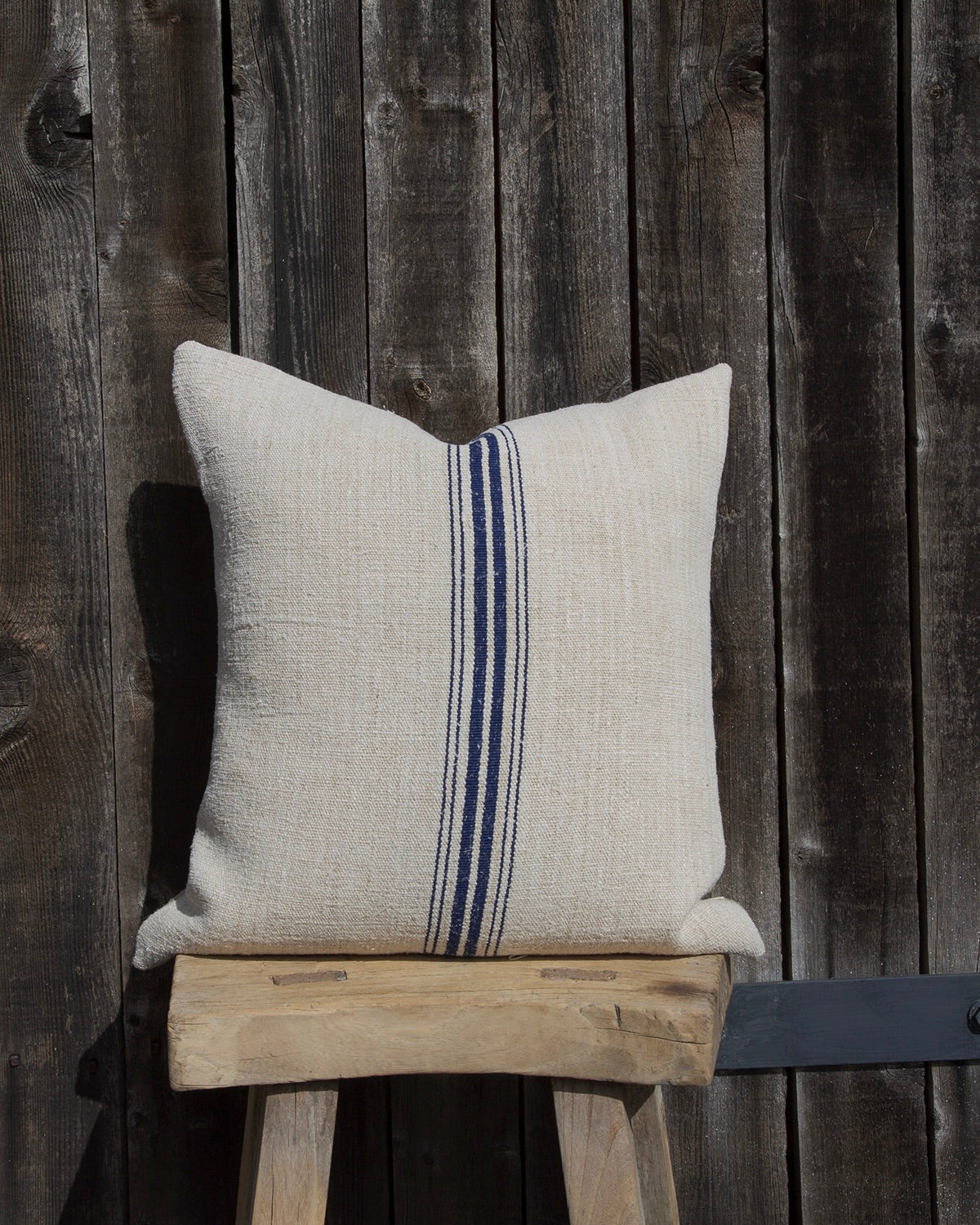 Vintage grain sack Pillow Navy Stripe