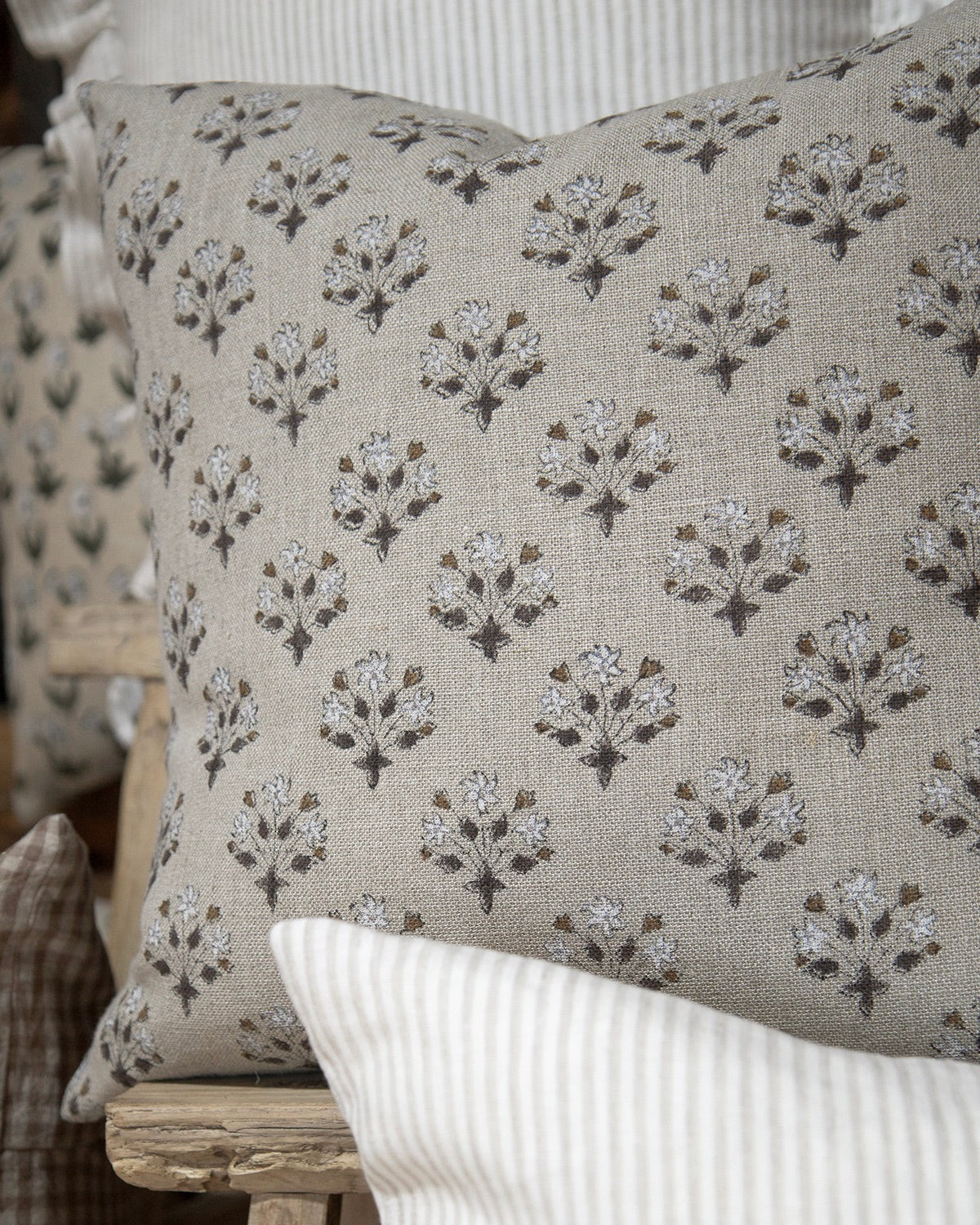 Petites Fleurs Block Print Pillow