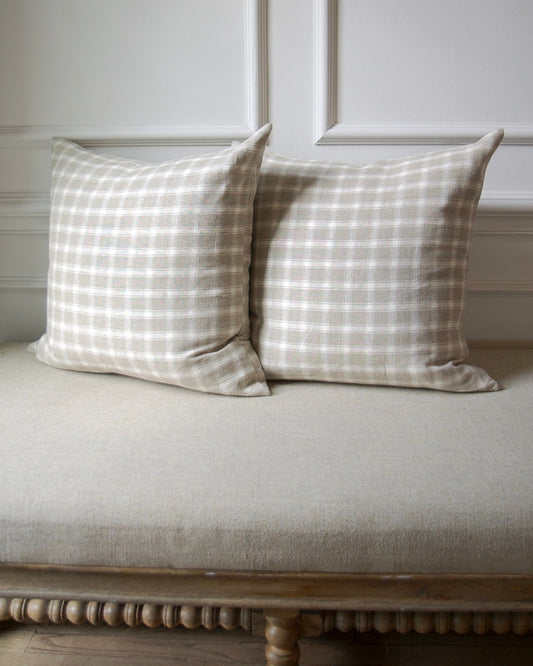 22" Plaid Linen Pillow