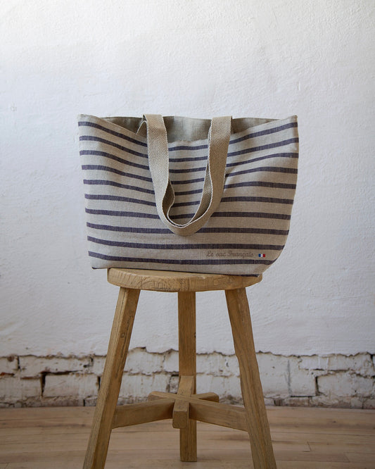 Breton Stripe French Linen Bag